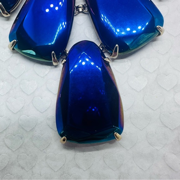 Kendra Scott Harlow Gunmetal Black Iridescent Stones Statement Bib Necklace KS - Picture 5 of 13